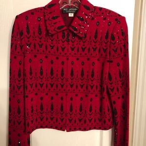 St. John red embellished jacket.